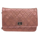 CHANEL Matelasse 2.25 Chain Wallet Shoulder Bag Leather Pink CC Auth 123687-13