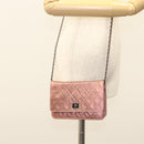 CHANEL Matelasse 2.25 Chain Wallet Shoulder Bag Leather Pink CC Auth 123687-27