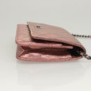 CHANEL Matelasse 2.25 Chain Wallet Shoulder Bag Leather Pink CC Auth 123687-3