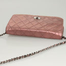 CHANEL Matelasse 2.25 Chain Wallet Shoulder Bag Leather Pink CC Auth 123687-6