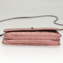 CHANEL Matelasse 2.25 Chain Wallet Shoulder Bag Leather Pink CC Auth 123687-5