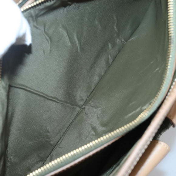 Christian Dior Trotter Canvas Hand Bag Khaki Gold Auth 123689