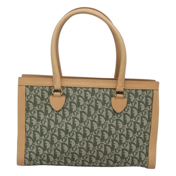 Christian Dior Trotter Canvas Hand Bag Khaki Gold Auth 123689 - 0
