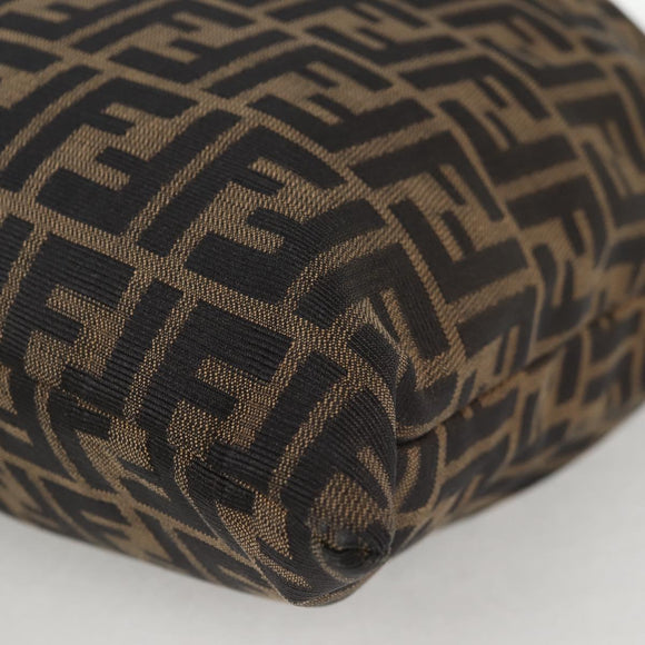 FENDI Zucca Canvas Hand Bag Brown Black Auth 123696V