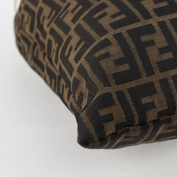 FENDI Zucca Canvas Hand Bag Brown Black Auth 123696V