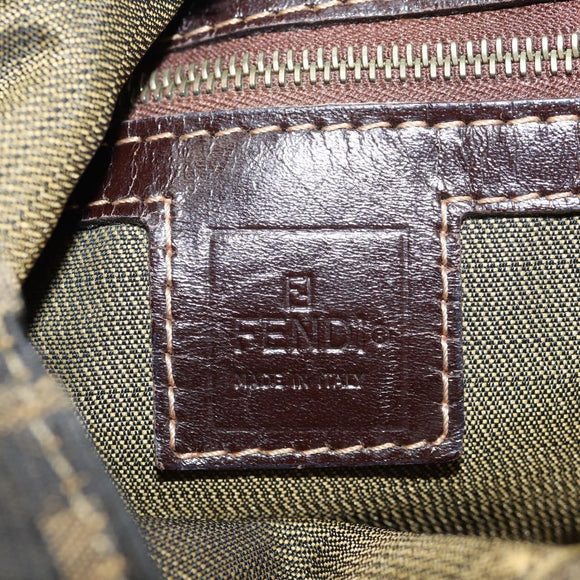 FENDI Zucca Canvas Hand Bag Brown Black Auth 123696V