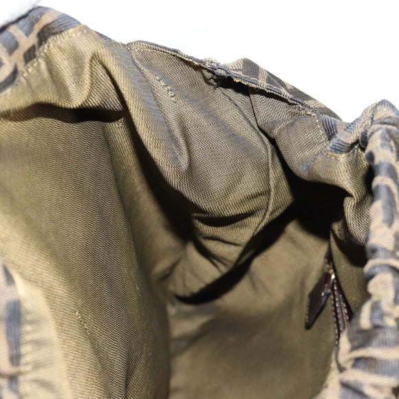 FENDI Zucca Canvas Hand Bag Brown Black Auth 123696V