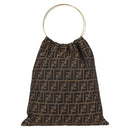 FENDI Zucca Canvas Hand Bag Brown Black Auth 123696V-13