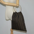 FENDI Zucca Canvas Hand Bag Brown Black Auth 123696V-22