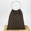 FENDI Zucca Canvas Hand Bag Brown Black Auth 123696V-12