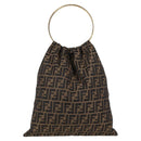 FENDI Zucca Canvas Hand Bag Brown Black Auth 123696V-2