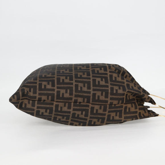 FENDI Zucca Canvas Hand Bag Brown Black Auth 123696V