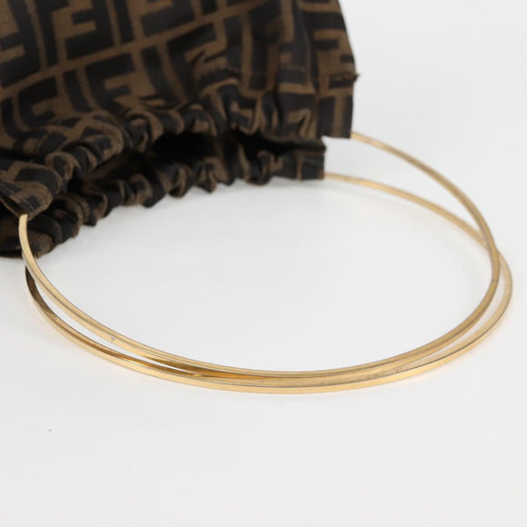 FENDI Zucca Canvas Hand Bag Brown Black Auth 123696V