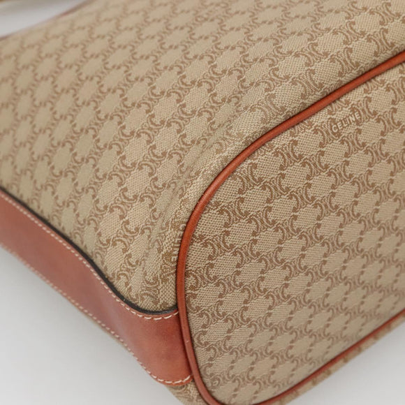 CELINE Macadam Canvas Shoulder Bag Beige Gold Auth 123708