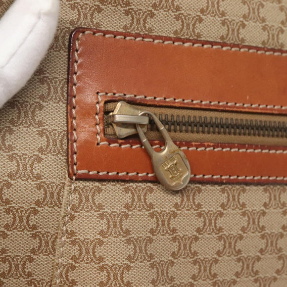 CELINE Macadam Canvas Shoulder Bag Beige Gold Auth 123708