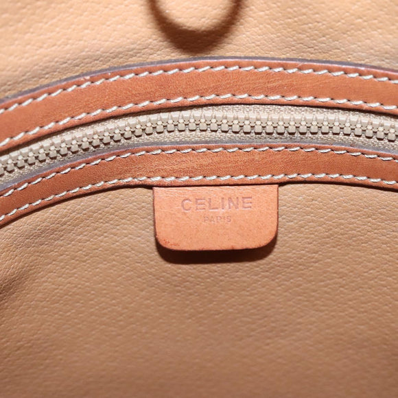 CELINE Macadam Canvas Shoulder Bag Beige Gold Auth 123708