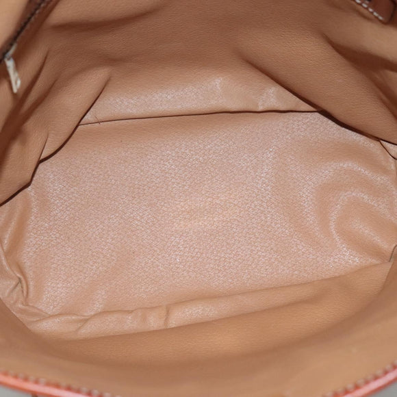 CELINE Macadam Canvas Shoulder Bag Beige Gold Auth 123708