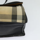 BURBERRY Nova Check Shoulder Bag Canvas Leather Beige Gold Auth 123713-15