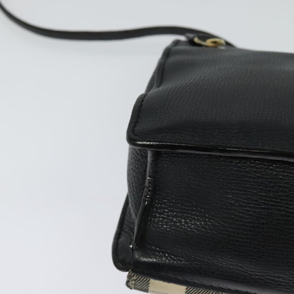 BURBERRY Nova Check Shoulder Bag Canvas Leather Beige Gold Auth 123713