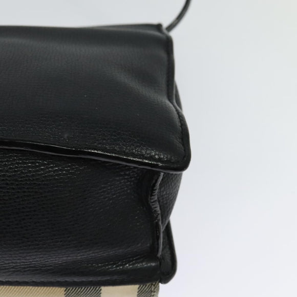 BURBERRY Nova Check Shoulder Bag Canvas Leather Beige Gold Auth 123713