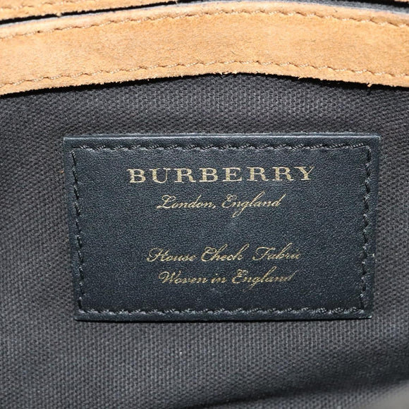 BURBERRY Nova Check Shoulder Bag Canvas Leather Beige Gold Auth 123713