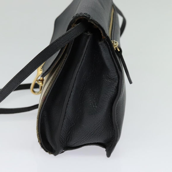 BURBERRY Nova Check Shoulder Bag Canvas Leather Beige Gold Auth 123713