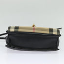 BURBERRY Nova Check Shoulder Bag Canvas Leather Beige Gold Auth 123713-5