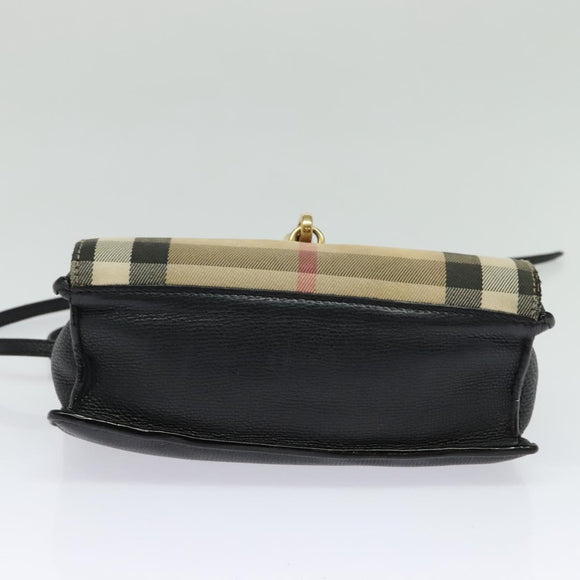 BURBERRY Nova Check Shoulder Bag Canvas Leather Beige Gold Auth 123713