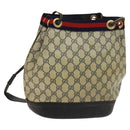 GUCCI GG Supreme Sherry Line Shoulder Bag PVC Navy Gold Red Auth 123716-1