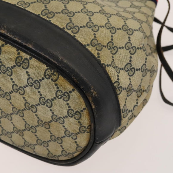 GUCCI GG Supreme Sherry Line Shoulder Bag PVC Navy Gold Red Auth 123716