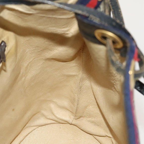 GUCCI GG Supreme Sherry Line Shoulder Bag PVC Navy Gold Red Auth 123716