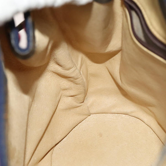 GUCCI GG Supreme Sherry Line Shoulder Bag PVC Navy Gold Red Auth 123716