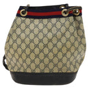 GUCCI GG Supreme Sherry Line Shoulder Bag PVC Navy Gold Red Auth 123716-13