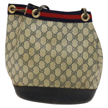 GUCCI GG Supreme Sherry Line Shoulder Bag PVC Navy Gold Red Auth 123716 - 0