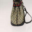 GUCCI GG Supreme Sherry Line Shoulder Bag PVC Navy Gold Red Auth 123716-4