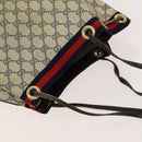 GUCCI GG Supreme Sherry Line Shoulder Bag PVC Navy Gold Red Auth 123716-6