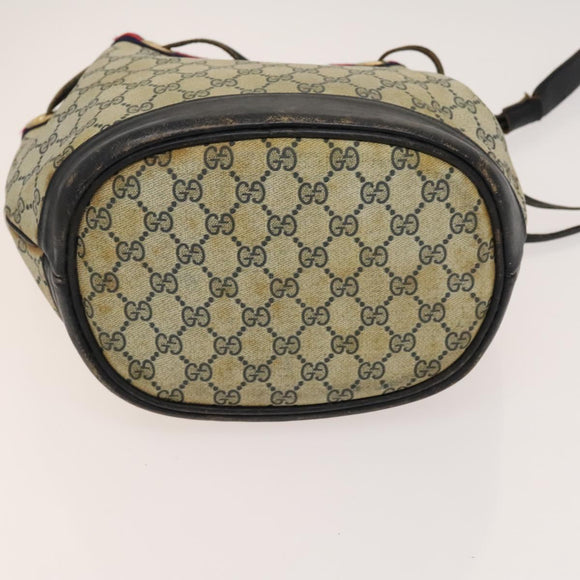 GUCCI GG Supreme Sherry Line Shoulder Bag PVC Navy Gold Red Auth 123716