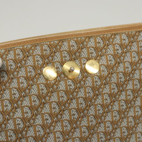 Christian Dior Trotter Canvas Chain Shoulder Bag Beige Gold Auth 123721