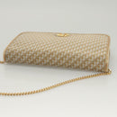 Christian Dior Trotter Canvas Chain Shoulder Bag Beige Gold Auth 123721-6