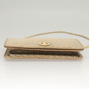 Christian Dior Trotter Canvas Chain Shoulder Bag Beige Gold Auth 123721-5