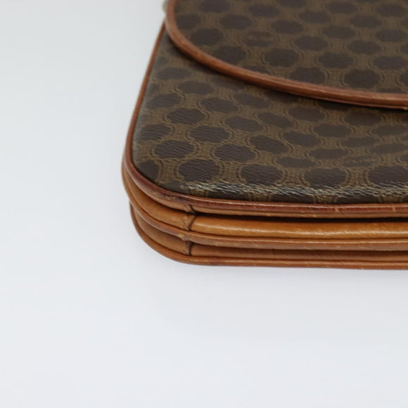 CELINE Macadam Canvas Shoulder Bag PVC Leather Brown Gold Auth 123725