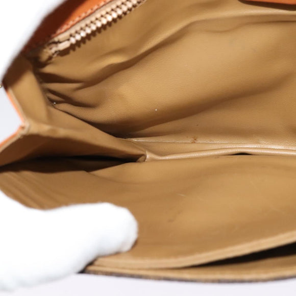 CELINE Macadam Canvas Shoulder Bag PVC Leather Brown Gold Auth 123725