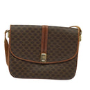CELINE Macadam Canvas Shoulder Bag PVC Leather Brown Gold Auth 123725-13