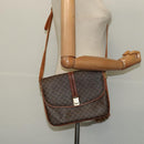 CELINE Macadam Canvas Shoulder Bag PVC Leather Brown Gold Auth 123725-24