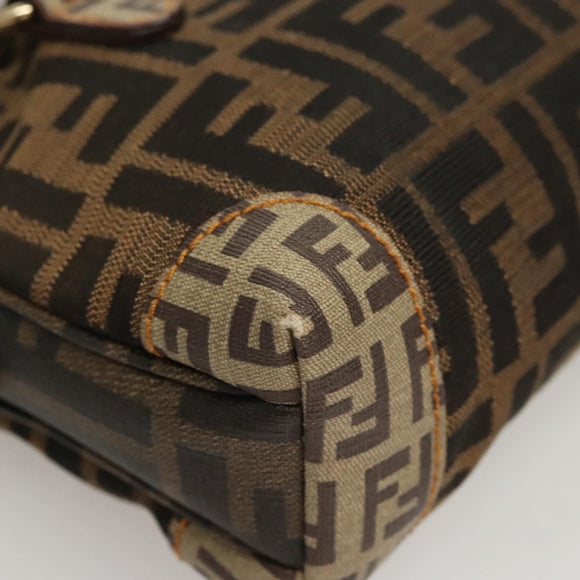 FENDI Zucca Canvas Zucchino Canvas Hand Bag 2way Brown Black beige Auth 123727