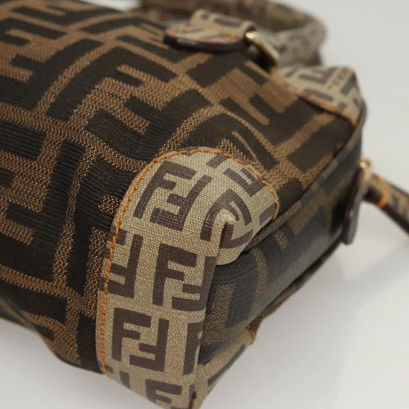FENDI Zucca Canvas Zucchino Canvas Hand Bag 2way Brown Black beige Auth 123727