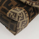 FENDI Zucca Canvas Zucchino Canvas Hand Bag 2way Brown Black beige Auth 123727-15