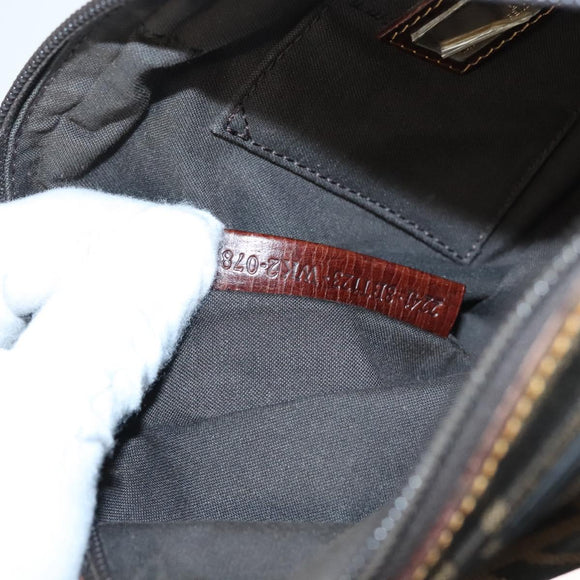 FENDI Zucca Canvas Zucchino Canvas Hand Bag 2way Brown Black beige Auth 123727