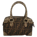 FENDI Zucca Canvas Zucchino Canvas Hand Bag 2way Brown Black beige Auth 123727-2