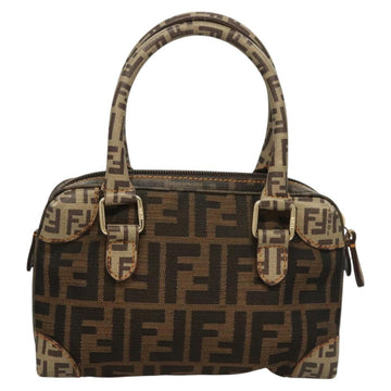 FENDI Zucca Canvas Zucchino Canvas Hand Bag 2way Brown Black beige Auth 123727 - 0
